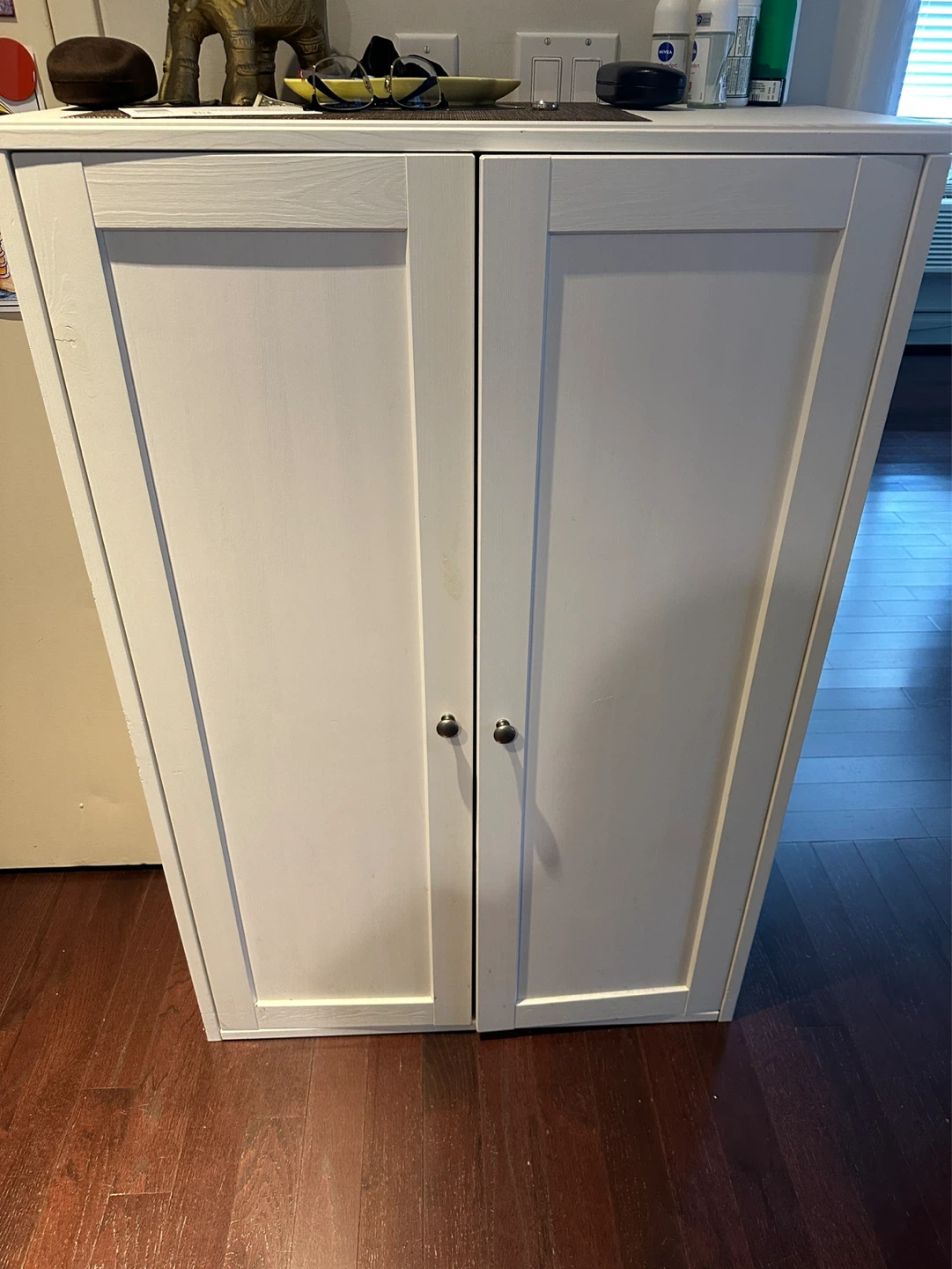 Ikea White Storage Cabinet with Double Doors