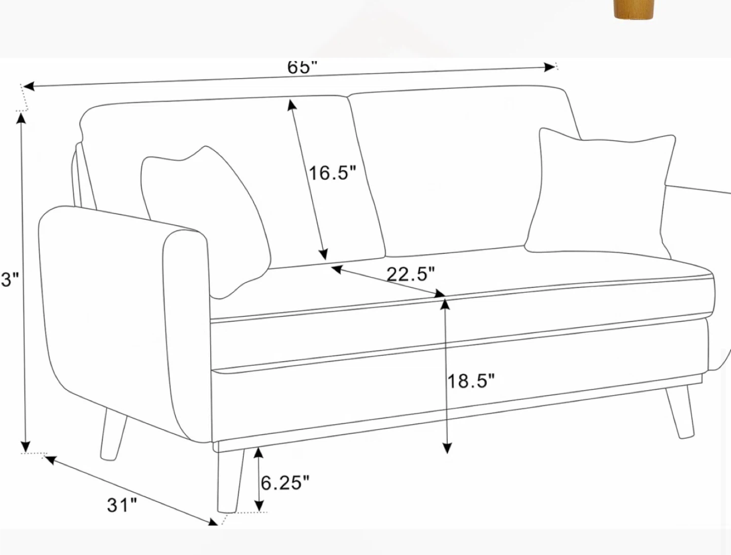 Cream Corduroy Sofa with Throw Pillows - Pickup Only - photo 3