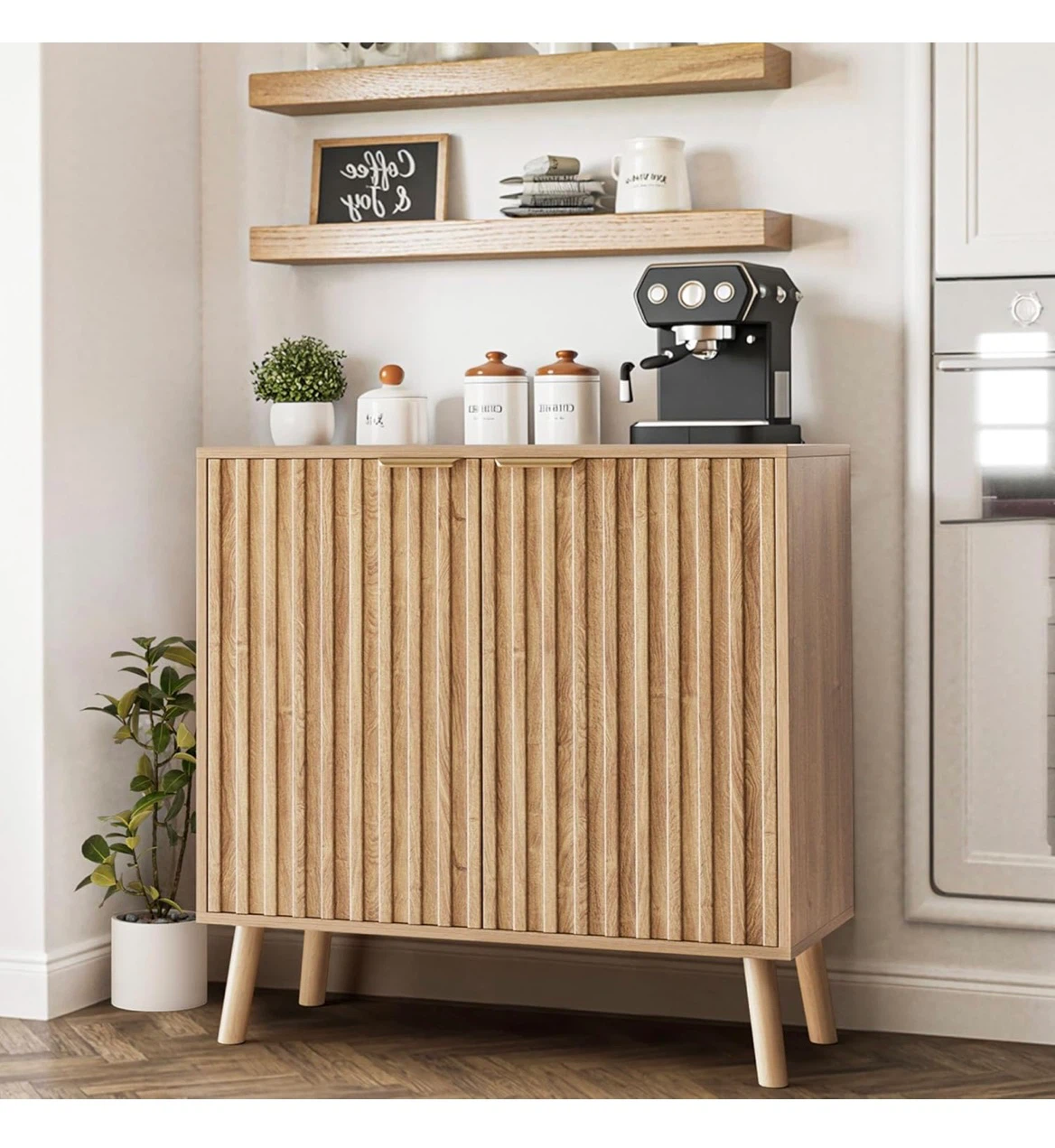 Wood Storage Cabinet with Fluted Doors - photo 4