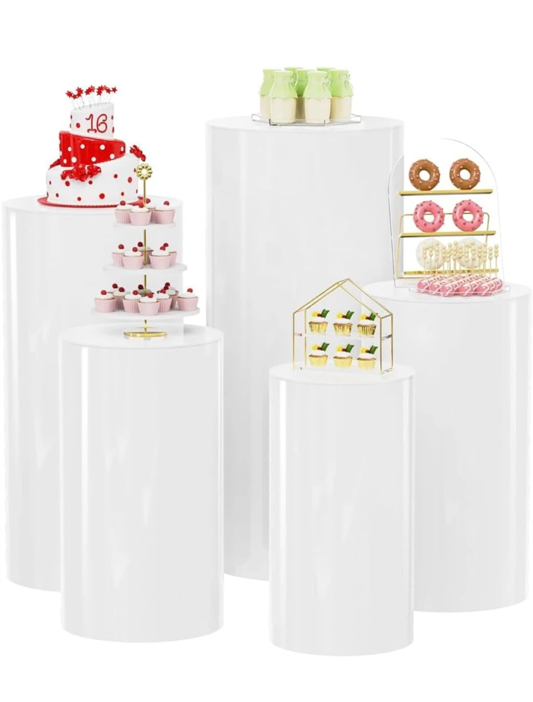 White Round Pedestal Display Stands (Set of 5) - photo 2