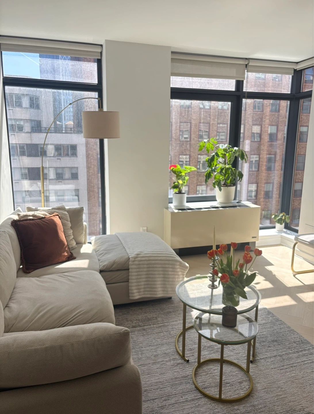 Cream Sectional Sofa with Ottoman - photo 4