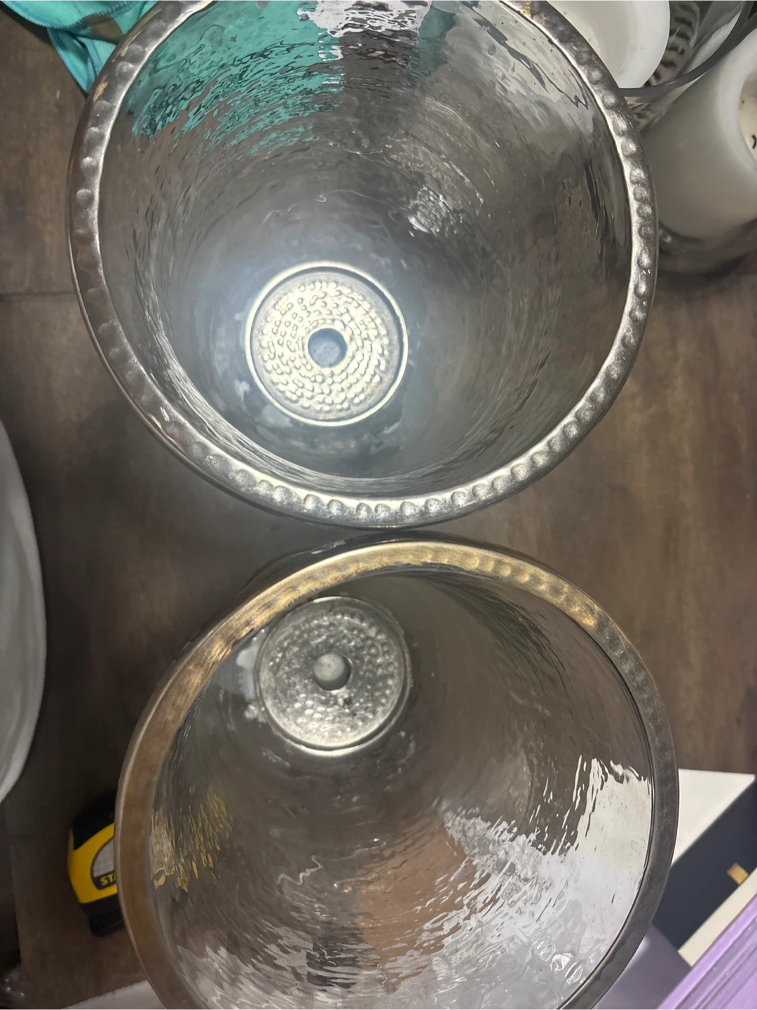 Set of 2 Hammered Glass Hurricane Candle Holders - photo 3
