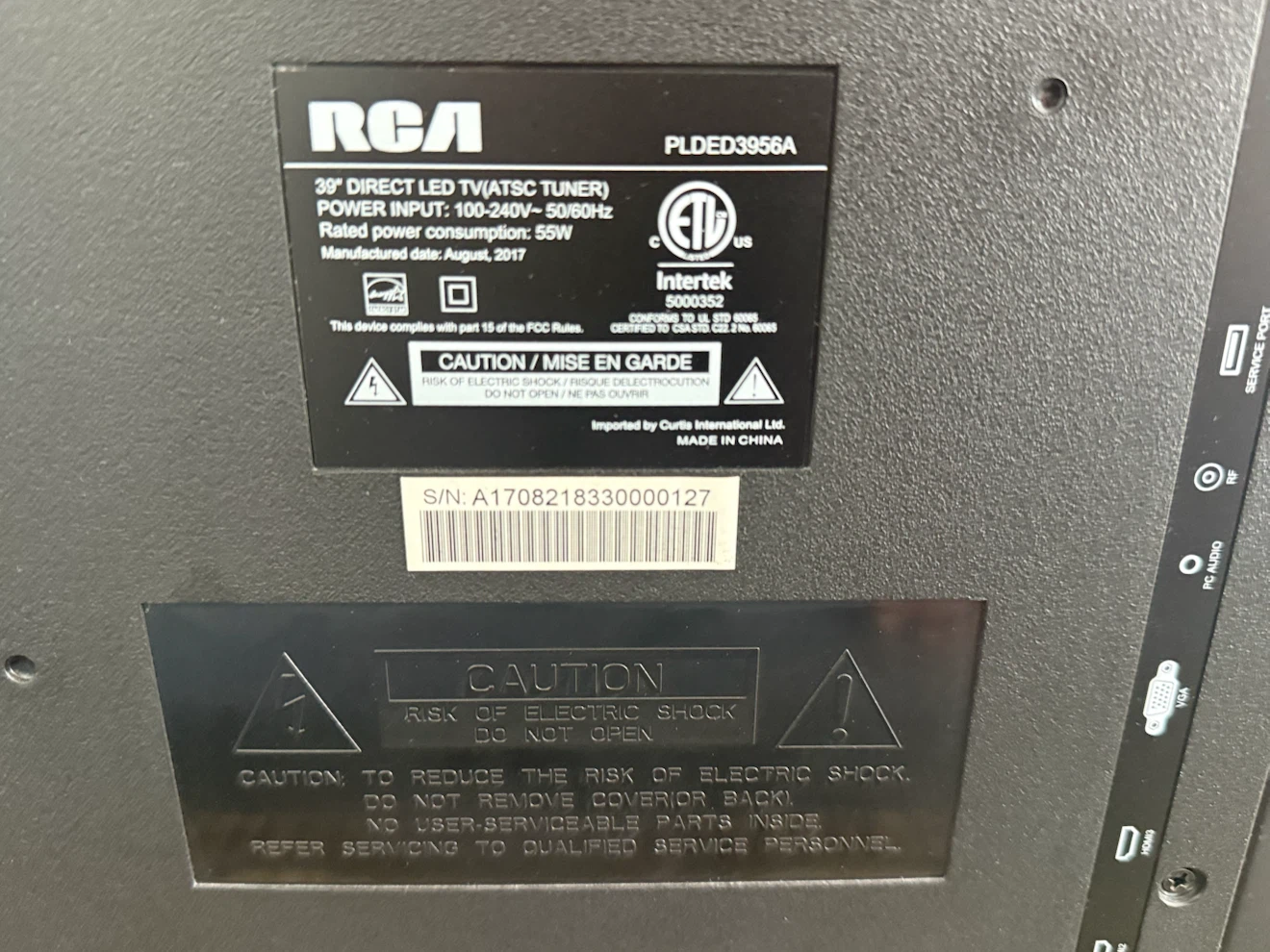 RCA 39" Direct LED TV PLDE D3956A - photo 3