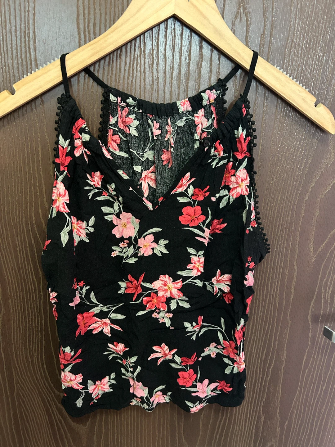 Black floral cami
