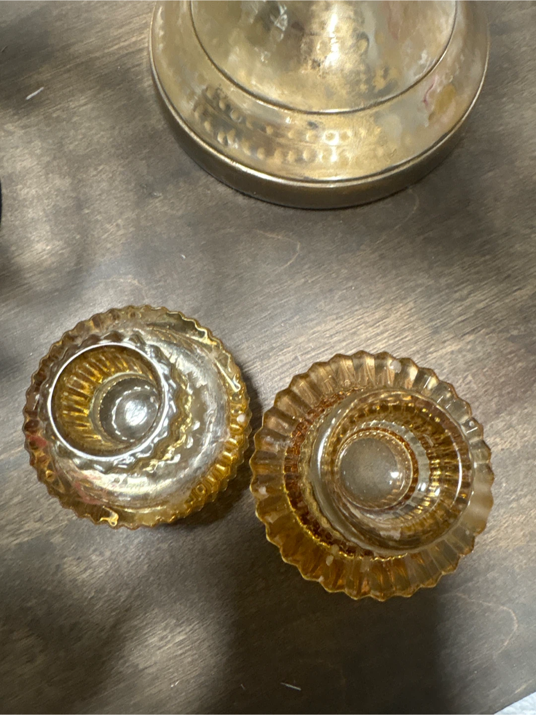 Amber Glass Votive Candle Holders - Set of 2 - photo 2