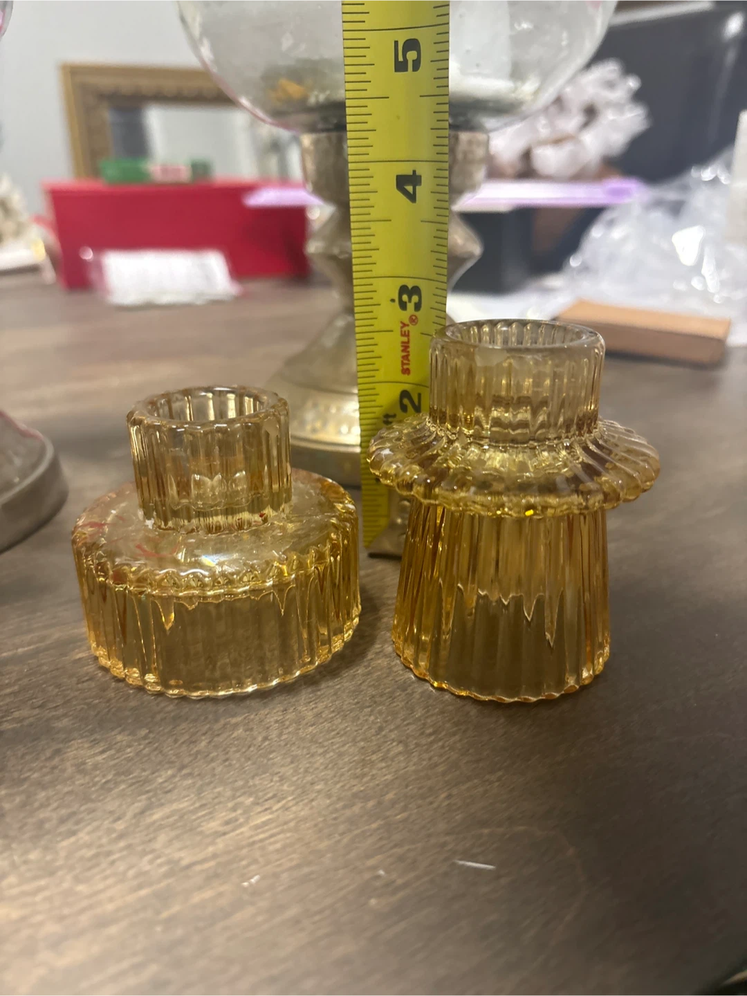 Amber Glass Votive Candle Holders - Set of 2 - photo 3