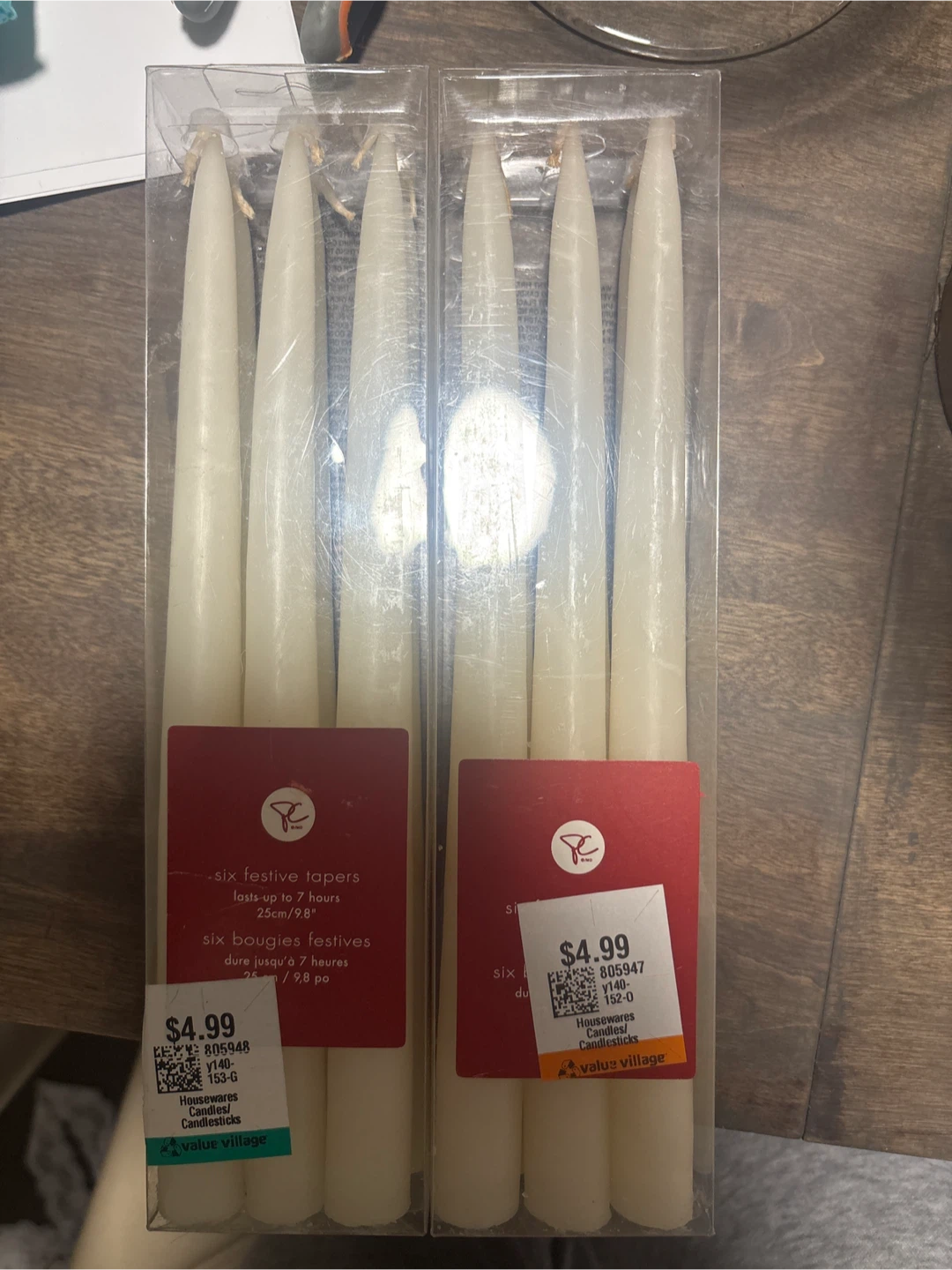 12 White Taper Candles - Set of 6