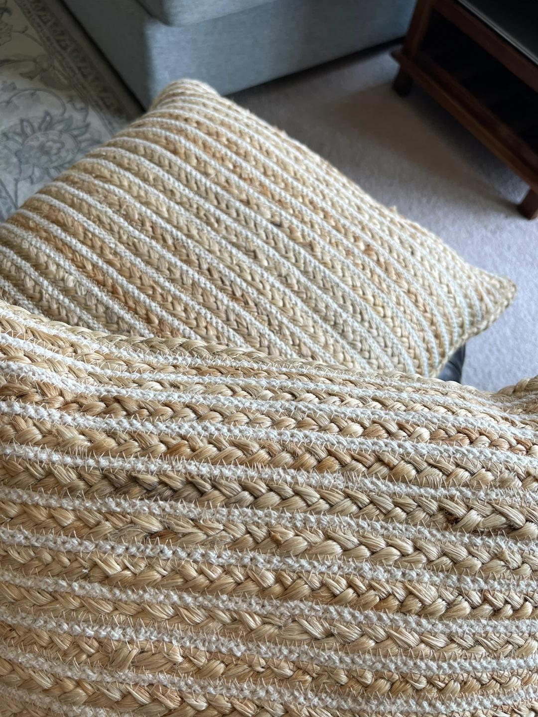 Pair of Oui Jute and Cotten Throw pillows.