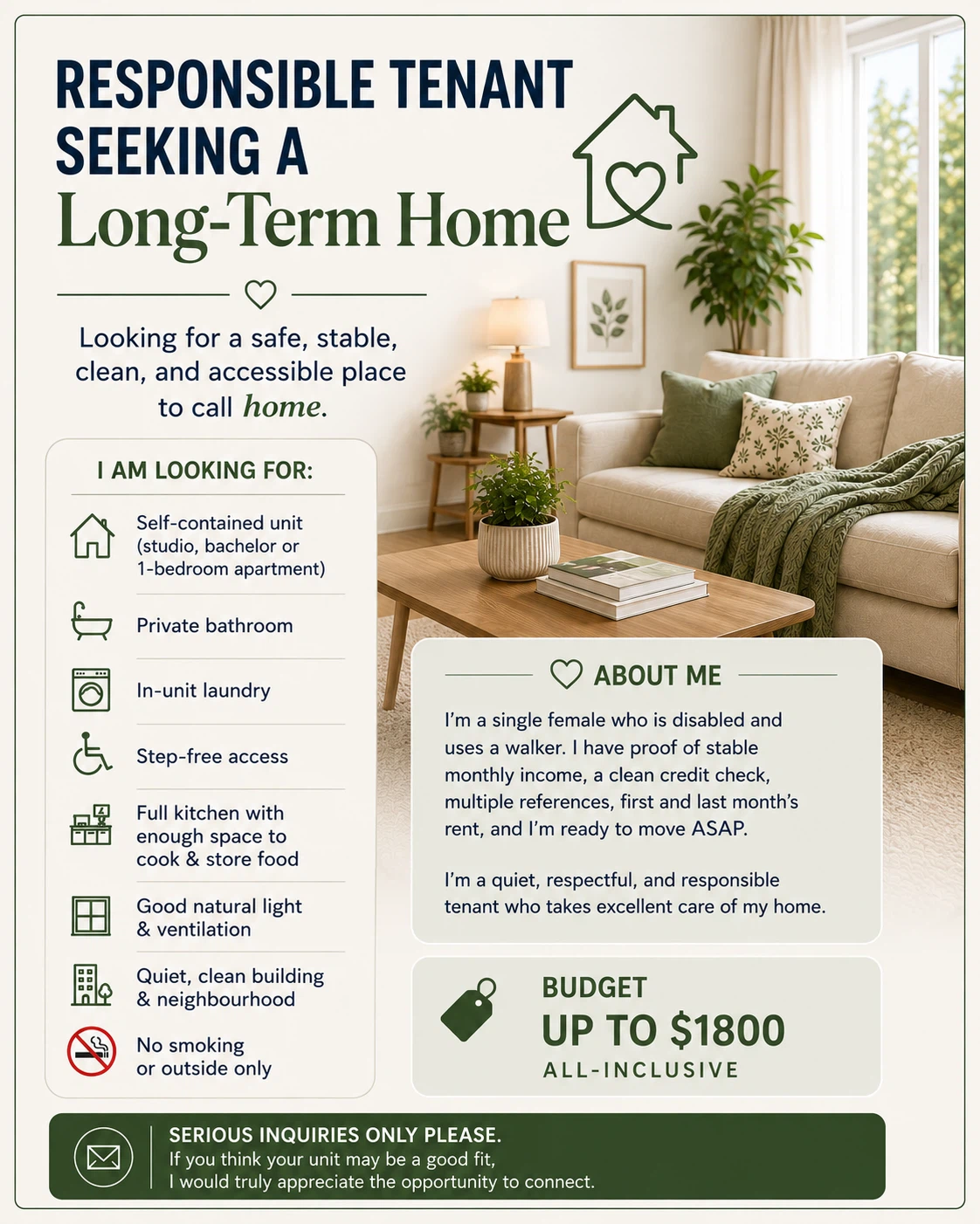 Tenant Seeking Apartment