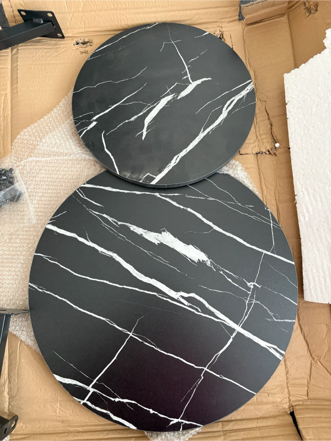 2-Tier Round Side Table – Black Marble Look - photo 2