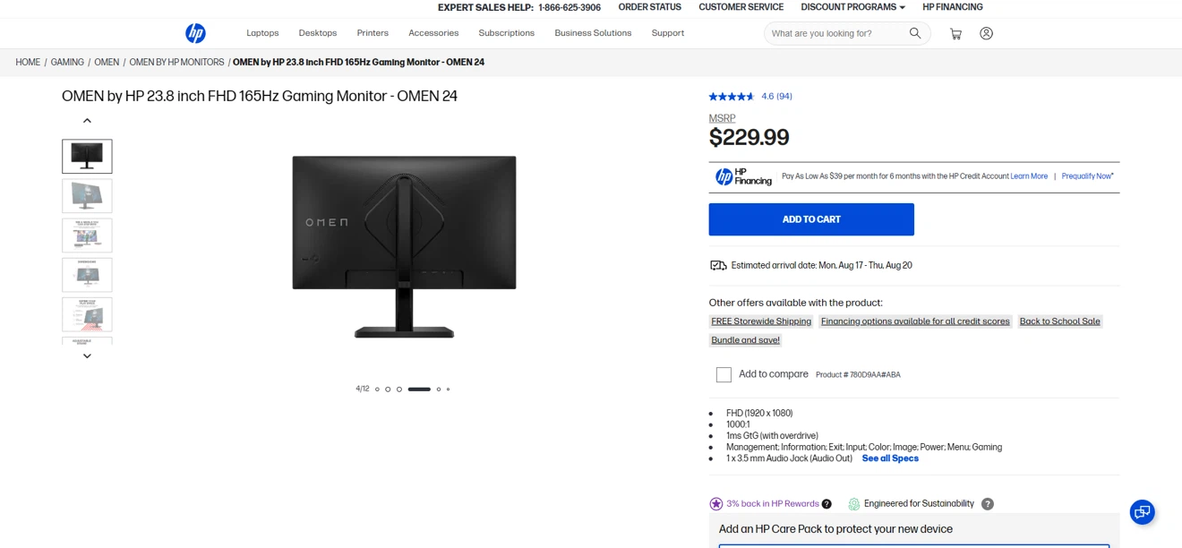 OMEN by HP 23.8 inch FHD 165Hz Gaming Monitor - photo 2