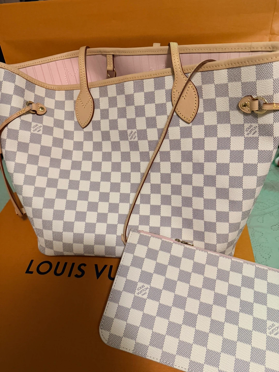 Louis Vuitton Neverfull MM Damier Azur Canvas Tote Bag