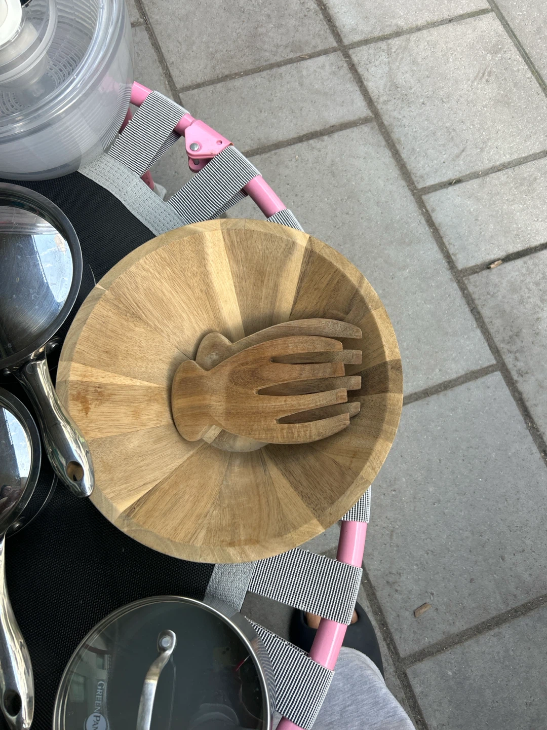 Wooden Salad Bowl with Servers