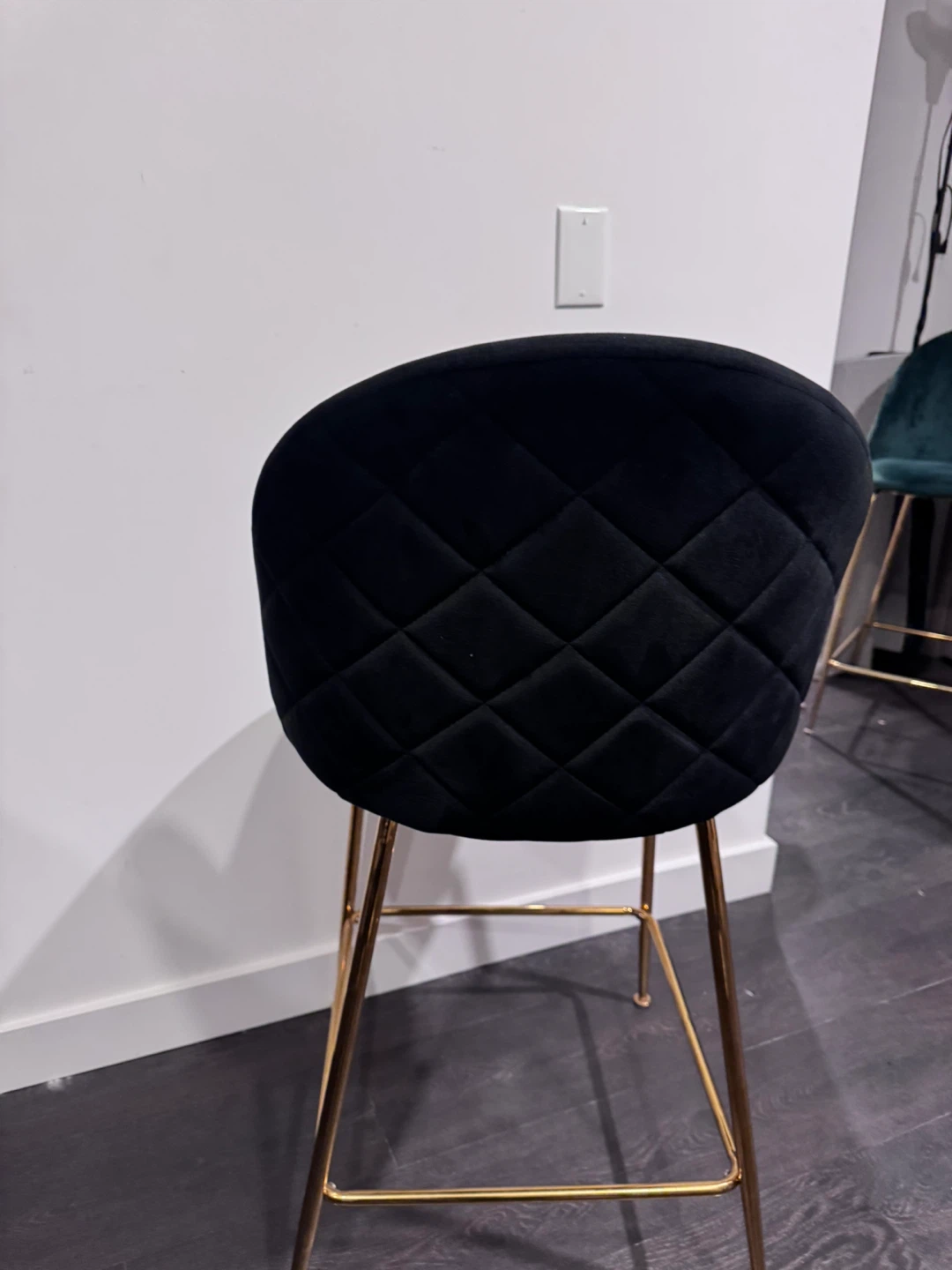 Set of 3 Velvet Bar Stools - 2 Teal and 1 black- Pickup by CN - photo 3