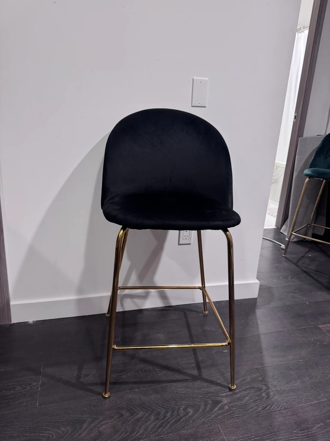 Set of 3 Velvet Bar Stools - 2 Teal and 1 black- Pickup by CN - photo 4