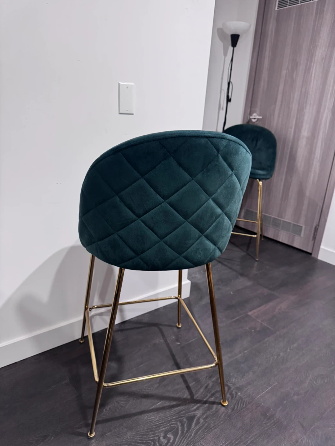 Set of 3 Velvet Bar Stools - 2 Teal and 1 black- Pickup by CN - photo 2