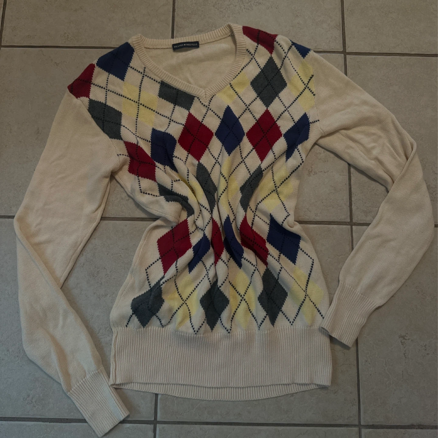 Brandy Melville Argyle Sweater o/s - photo 2