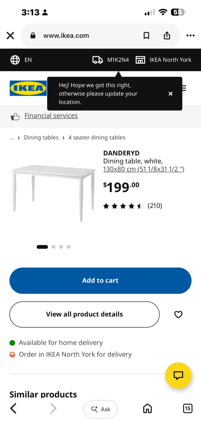 IKEA Danderyd table and 3TONSTAD Dining Chair