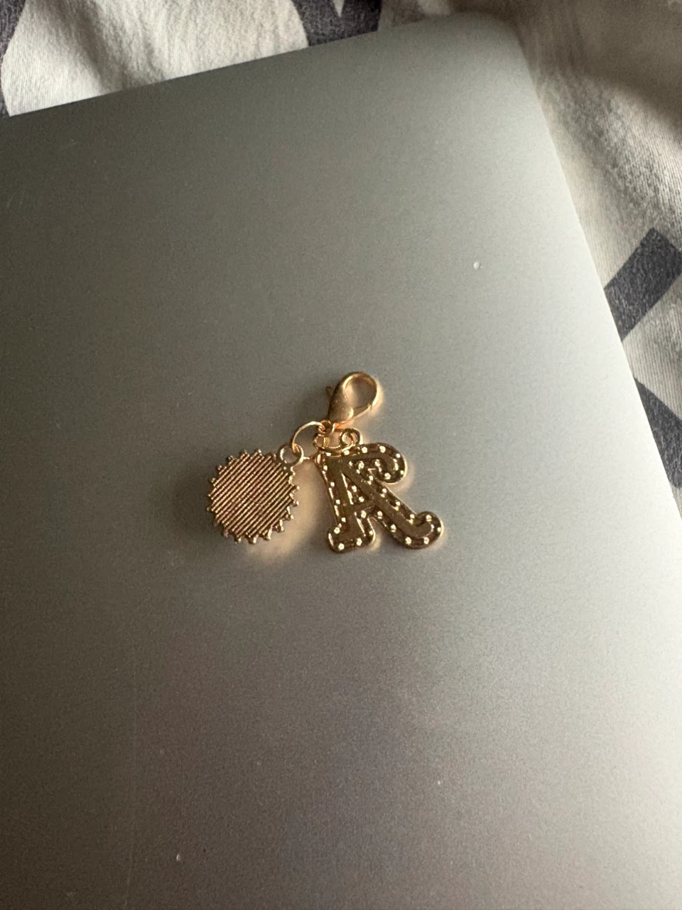 Gold tone "A" initial charm with evil eye - photo 2