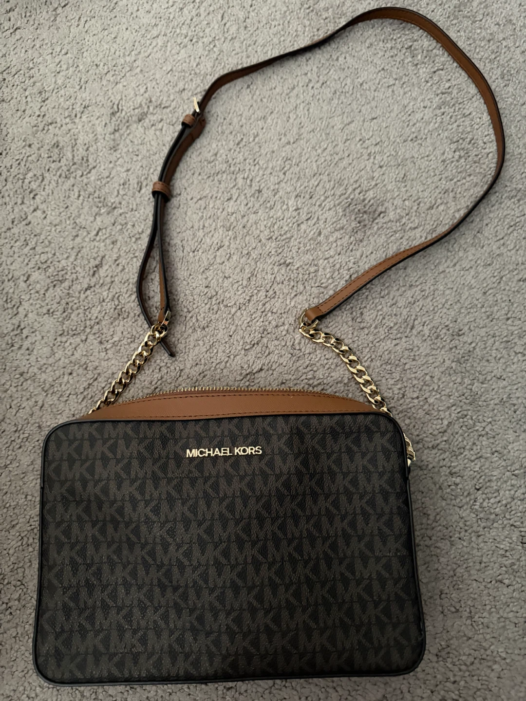 Michael Kors Brown Signature Logo Camera Bag