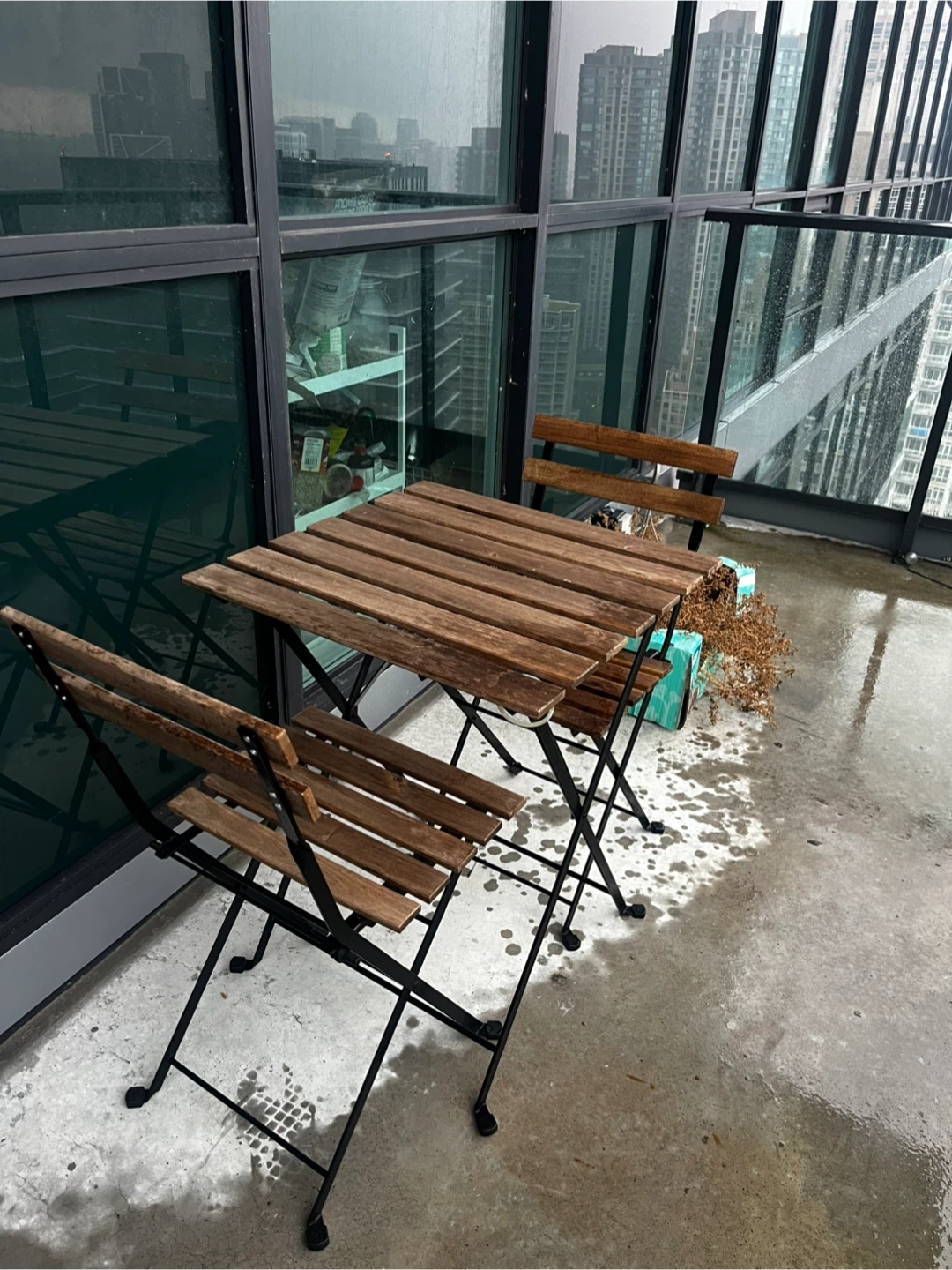 Folding Wood Bistro Table and Chairs Set