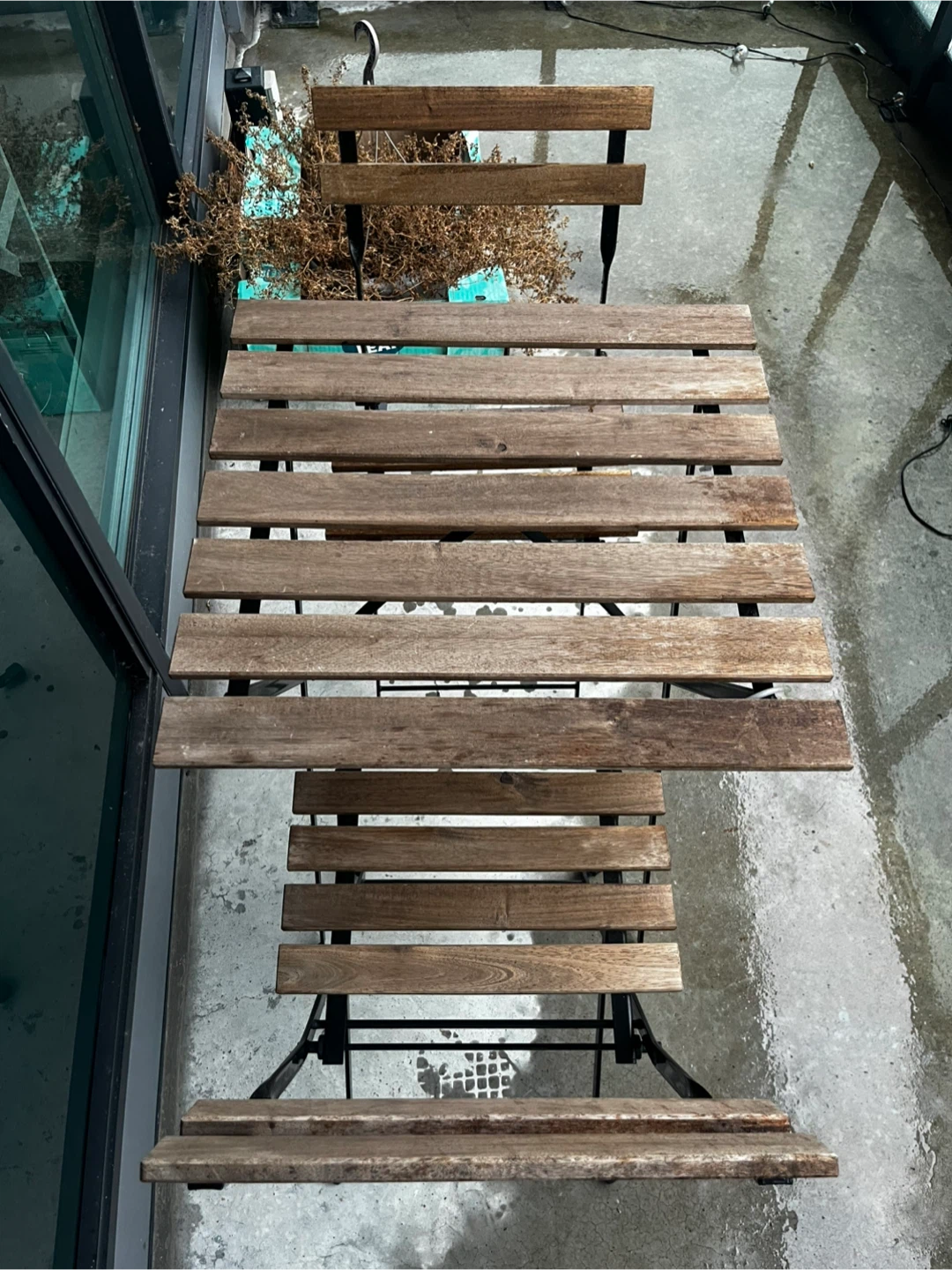 Folding Wood Bistro Table and Chairs Set - photo 2