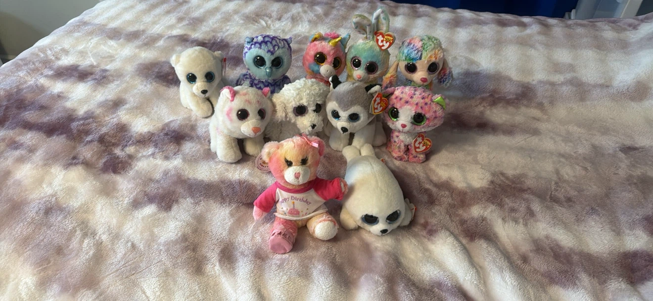 Lot of 10 Ty Beanie Boos Plush Toys and 1 Build a Bear Toy