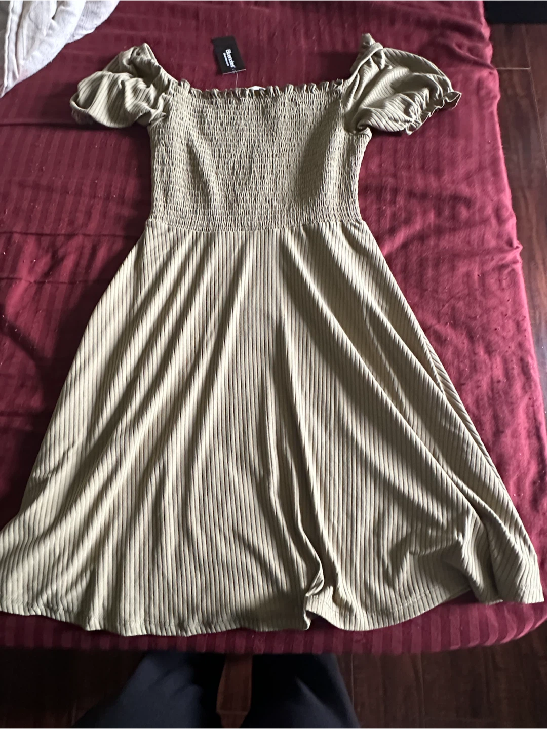 Bluenotes Smocked Off-the-Shoulder Dress - Olive Green - photo 2