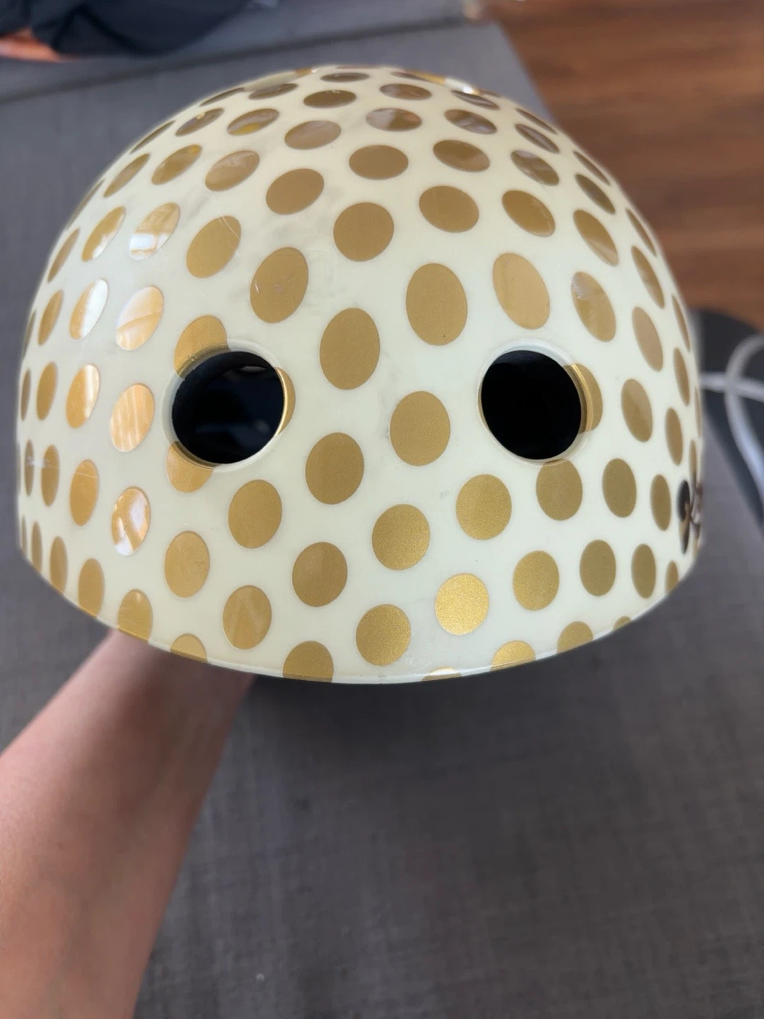 Cream & Gold Polka Dot Kids Helmet - photo 3