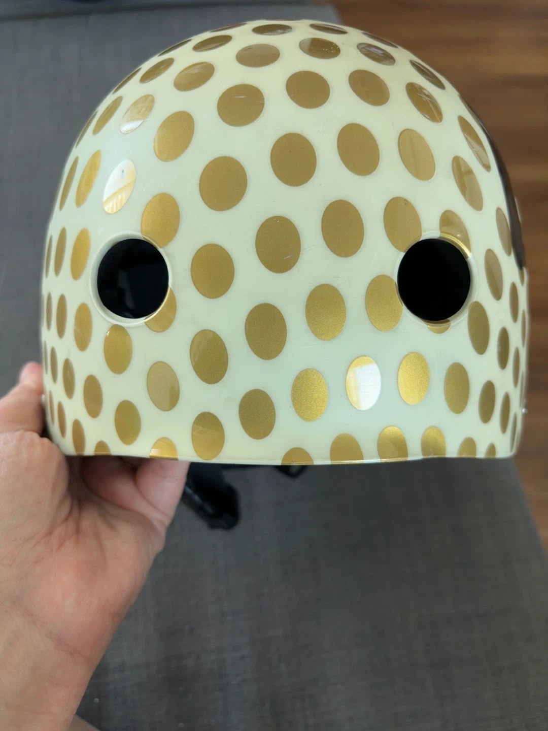 Cream & Gold Polka Dot Kids Helmet - photo 4
