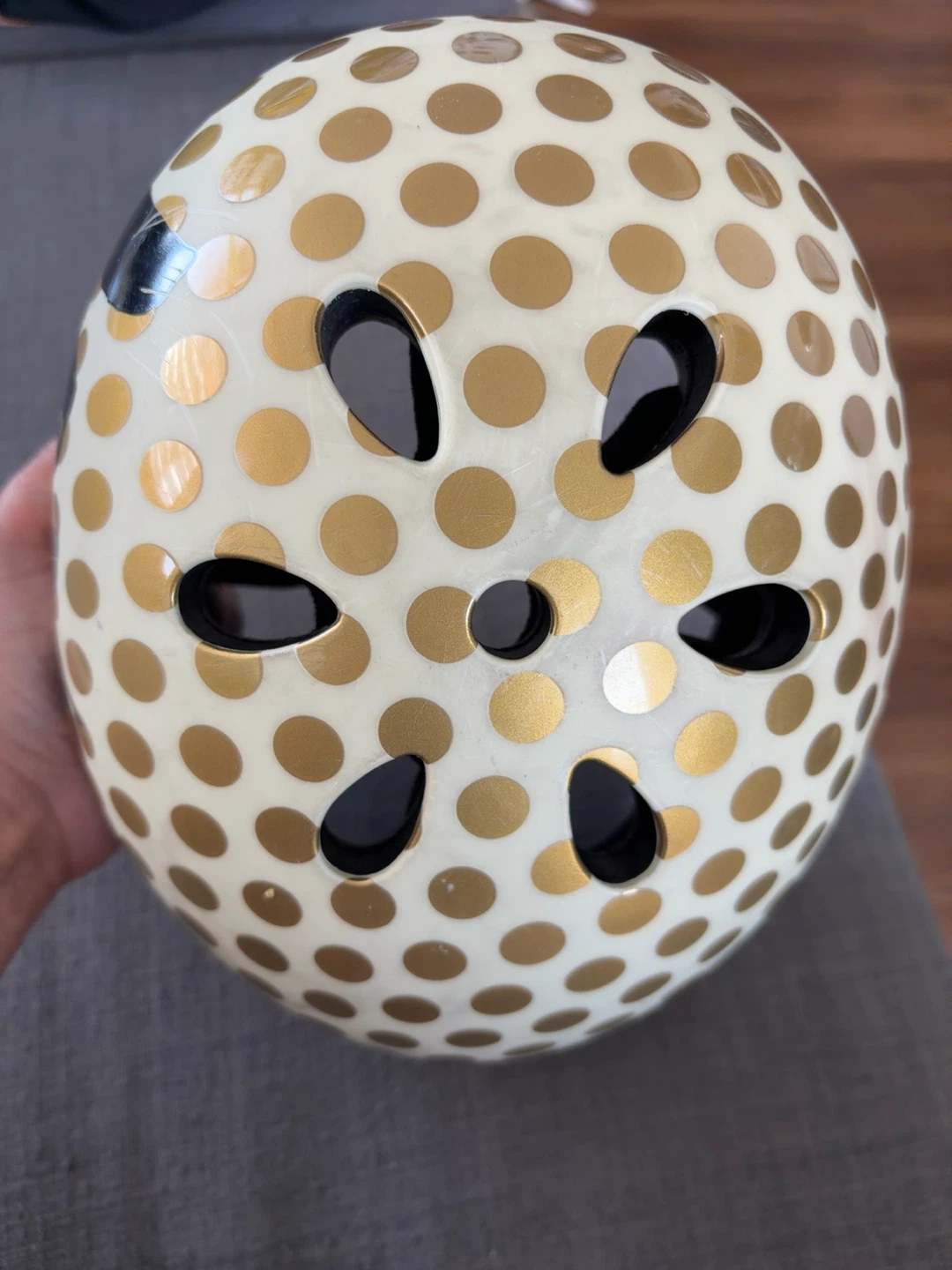 Cream & Gold Polka Dot Kids Helmet - photo 5