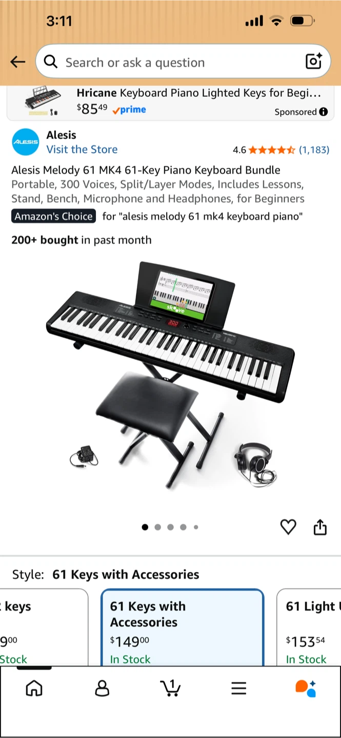 Alesis Melody 61 MK4 61-Key Keyboard Piano Bundle - photo 3