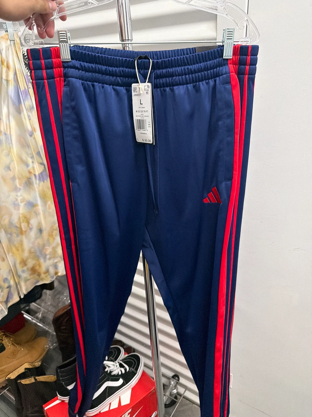Adidas Men's Multi Sport Track Pants - Dark Blue/Red - Size L - photo 3