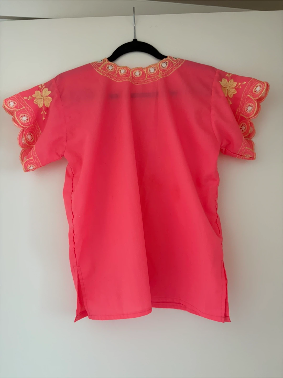 Coral Tunic with Gold Embroidery from Mexico - photo 4