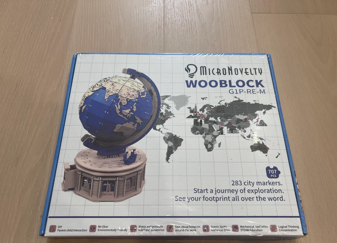 MicroNovelty WOOBLOCK G1P-RE-M Globe Model Kit