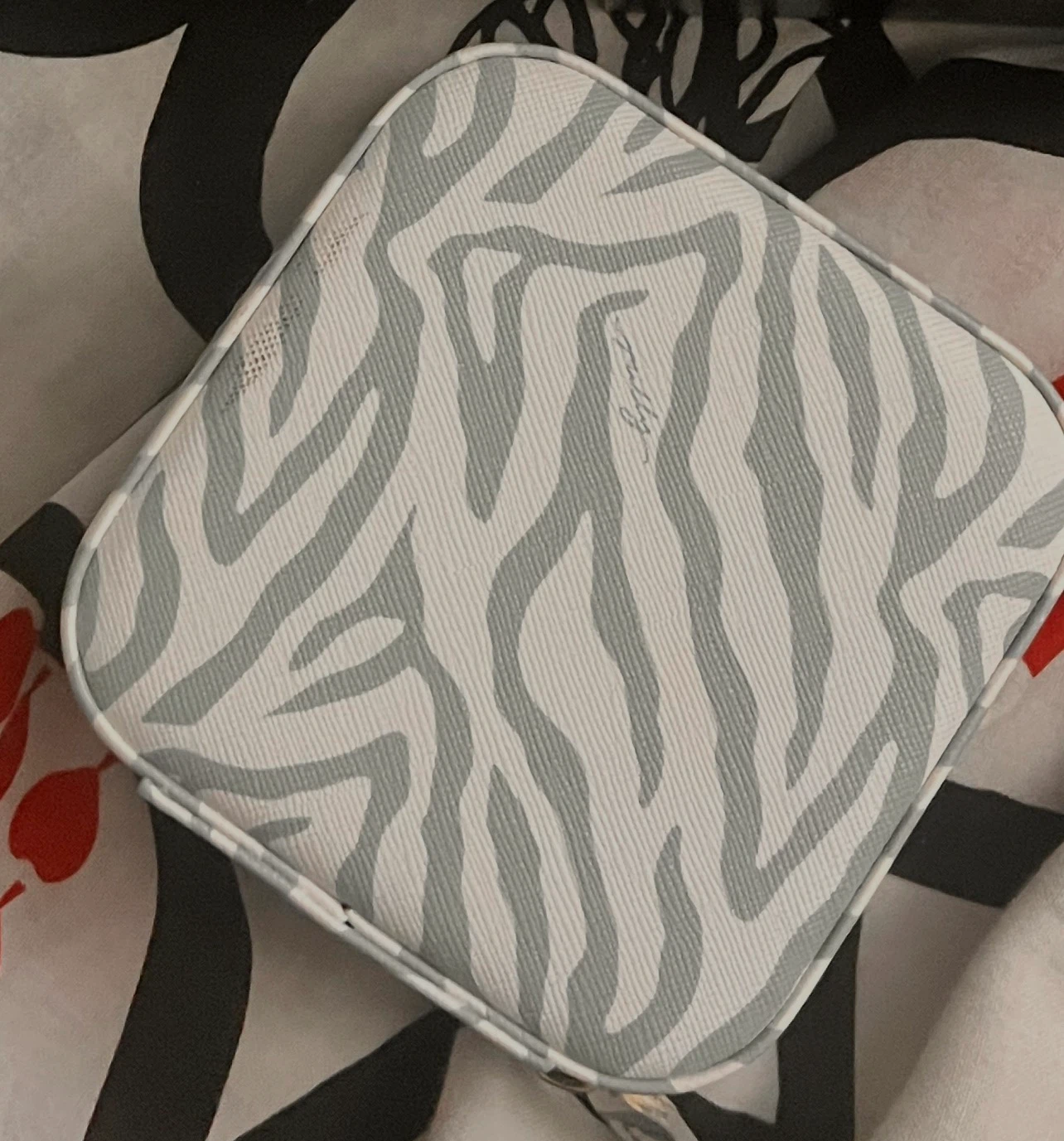 Zebra print makeup bag