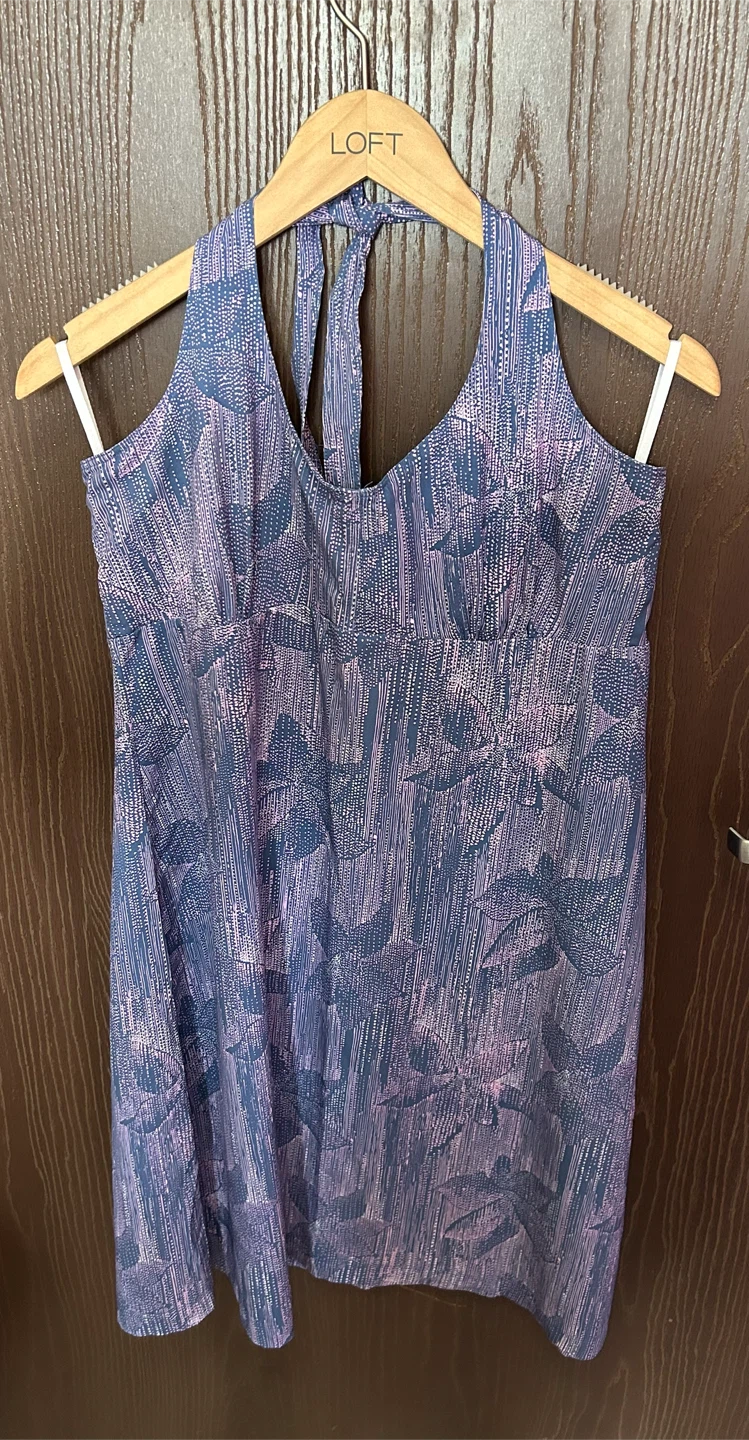 Colombia Sportswear Halter Dress - Blue/Purple Floral Pattern