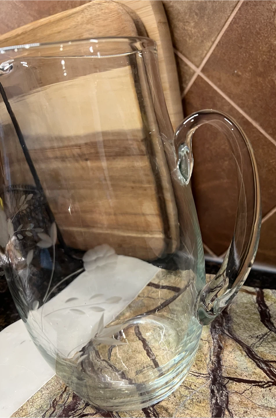 Vintage Etched Glass Pitcher - photo 3
