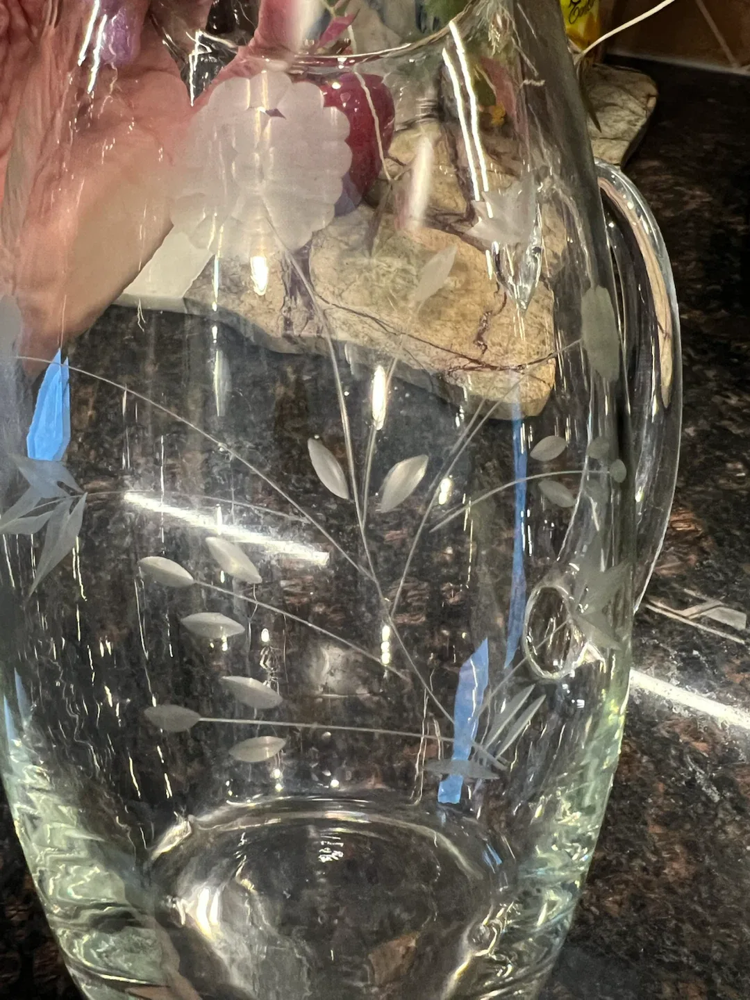 Vintage Etched Glass Pitcher - photo 5
