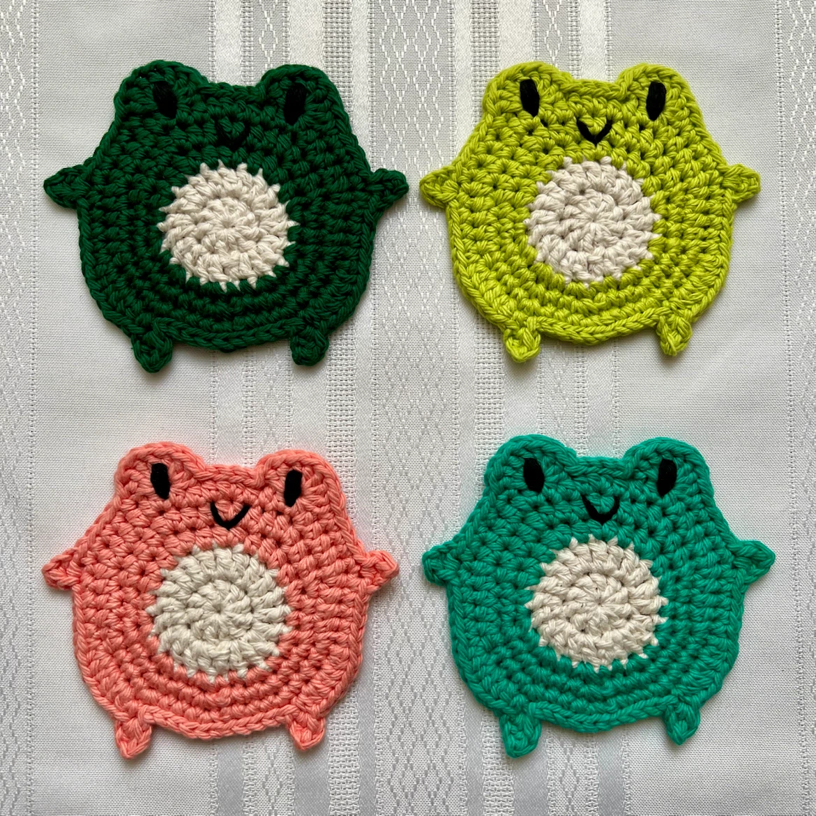 Handmade Crochet Frog Coasters