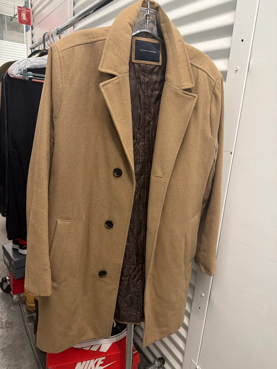 Tommy Hilfiger Men's Tan Wool Blend Overcoat