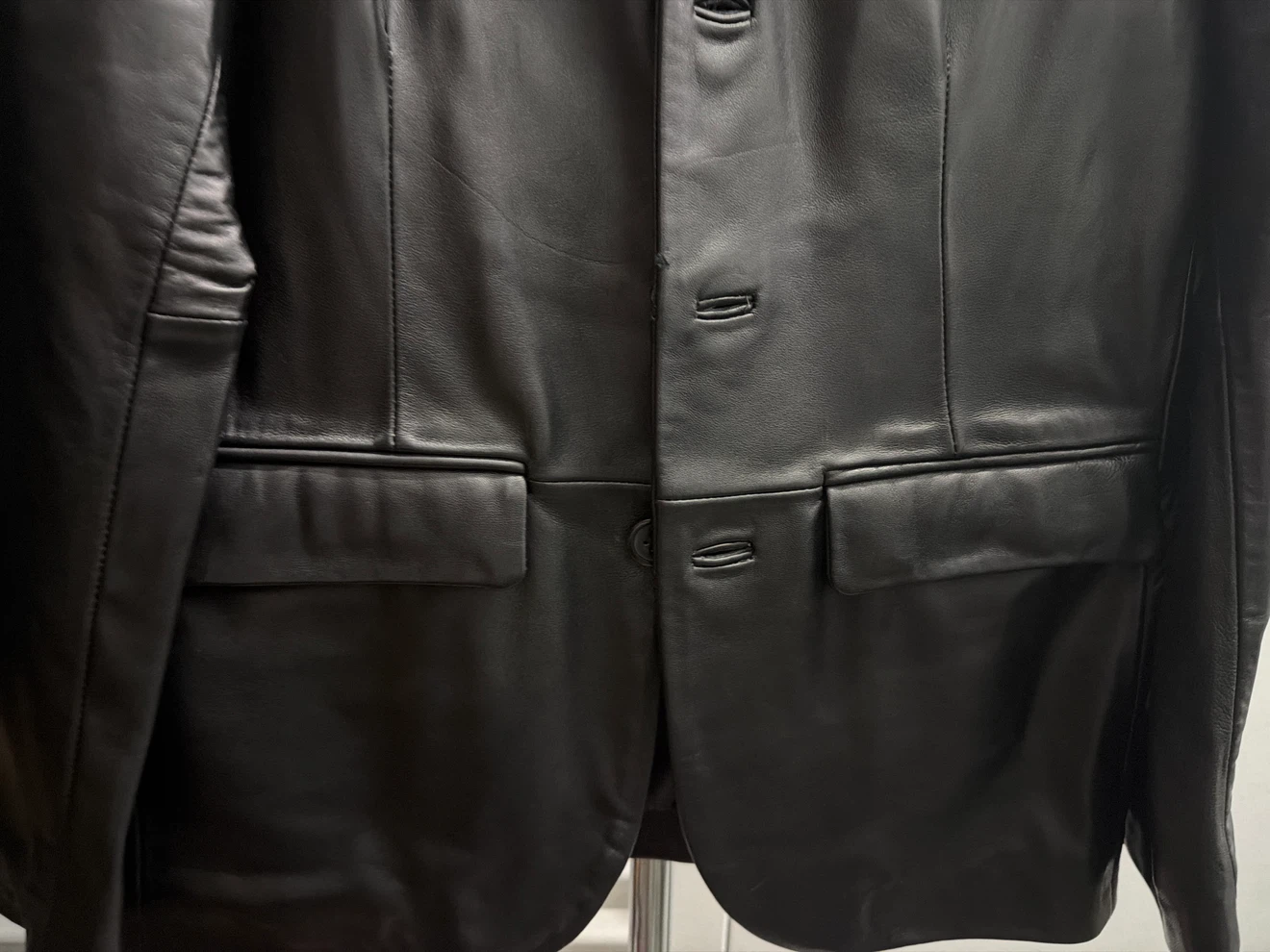 Studio Milan Black Leather Blazer - Size M - photo 4