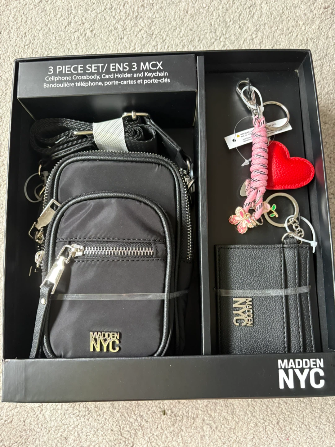 Madden NYC 3 Piece Crossbody Set with Card Holder and Keychain