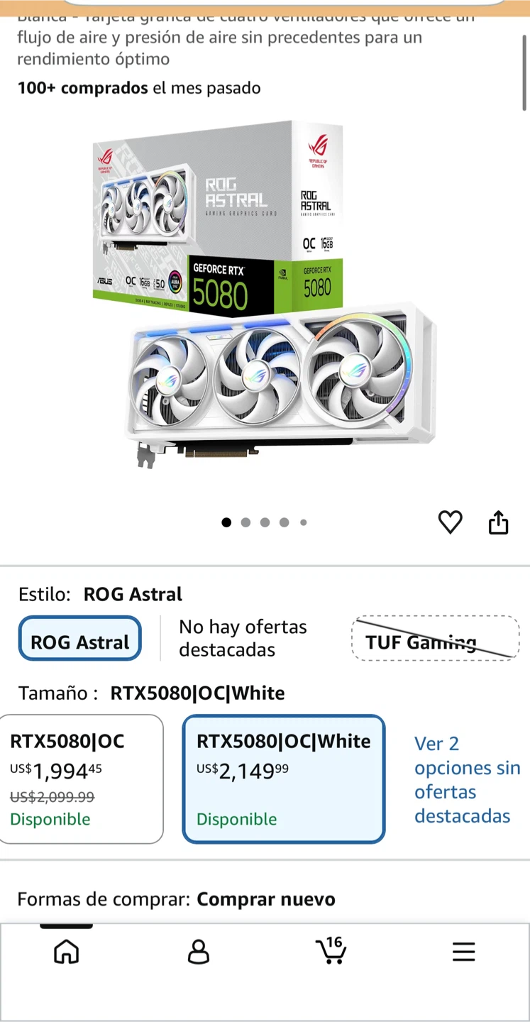 ASUS ROG Strix GeForce RTX 5080 Astral OC White