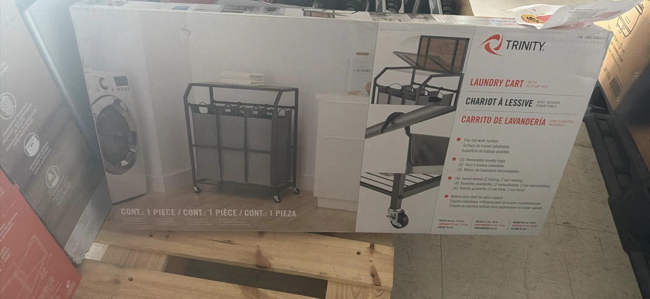 Trinity Laundry Cart with Flip-Top Lid brand new sealed box
