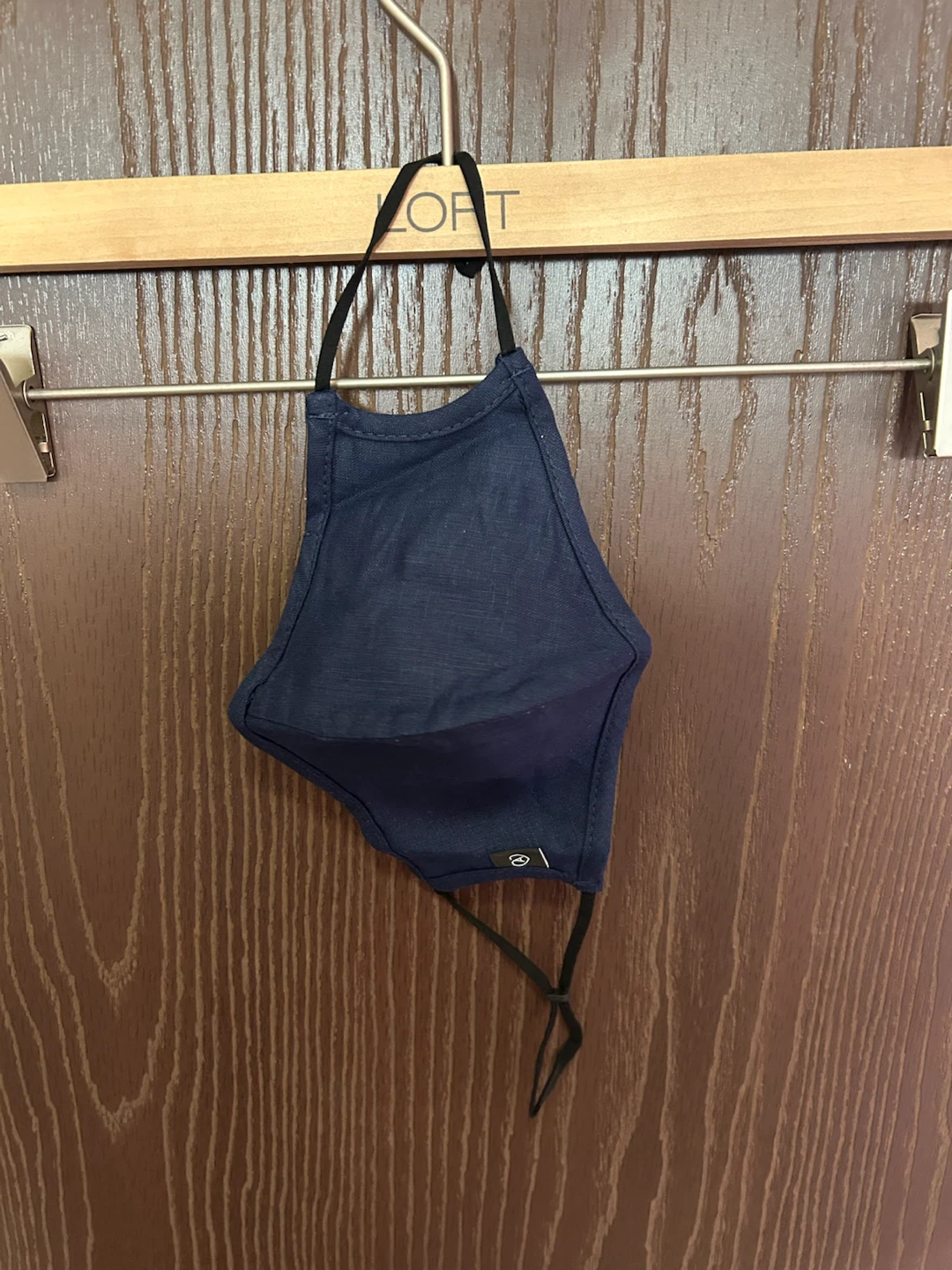 Navy Blue Linen Face Mask with Adjustable Ear Straps