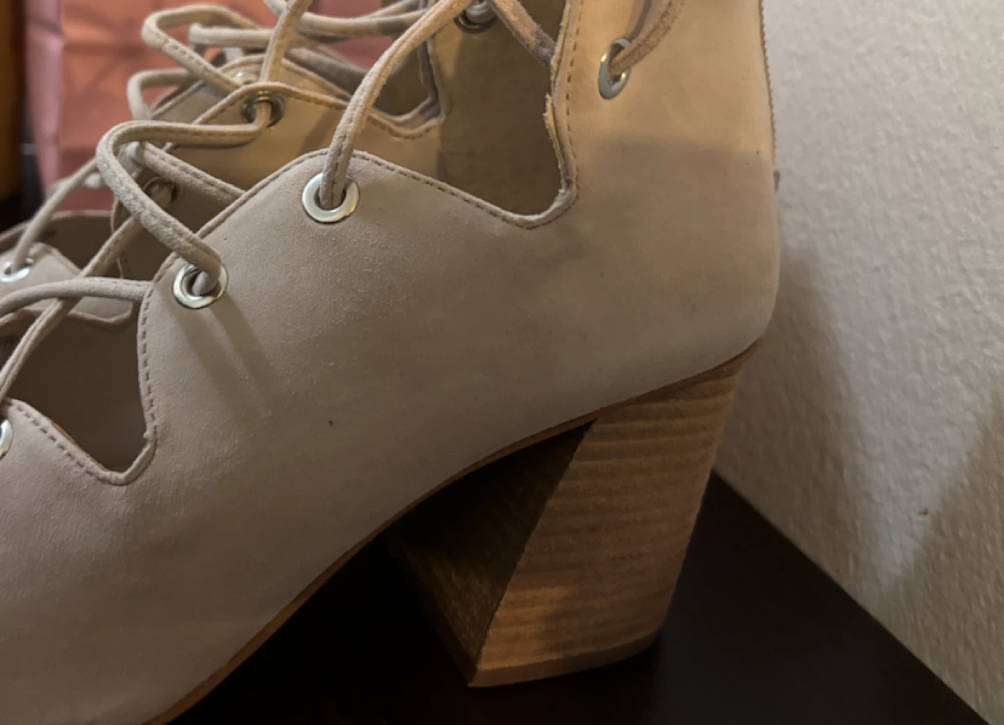 NEW-Vince Camuto Lace-Up Block Heel Sandals Beige - photo 2