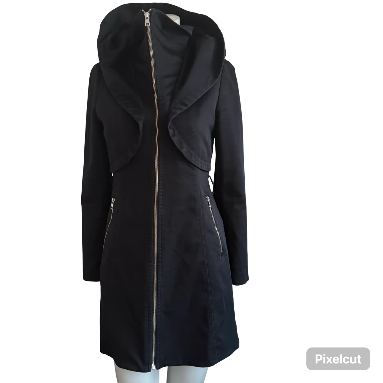 Soia and Kyo Black hooded jacket with zippers