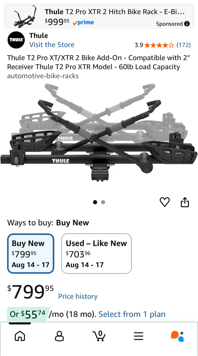 Thule T2 Pro XT/XTR 2 Bike Add-On Hitch Bike Rack - photo 5