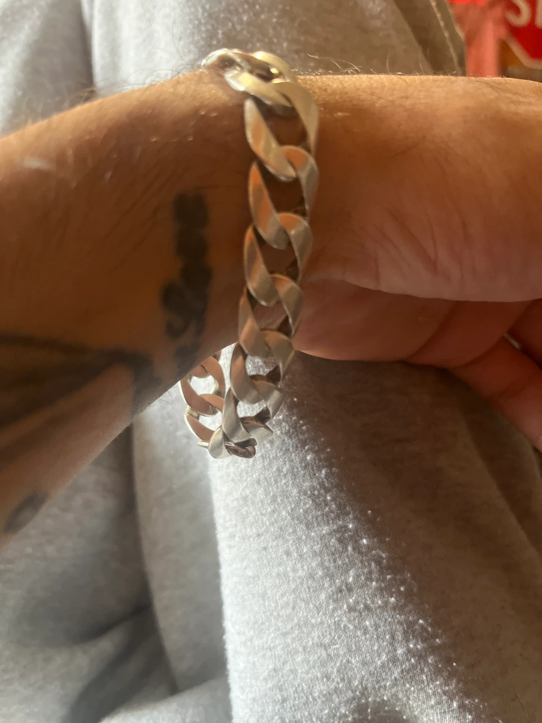 Silver Cuban Link Bracelet stamped 925 weight a Troy oz - photo 2